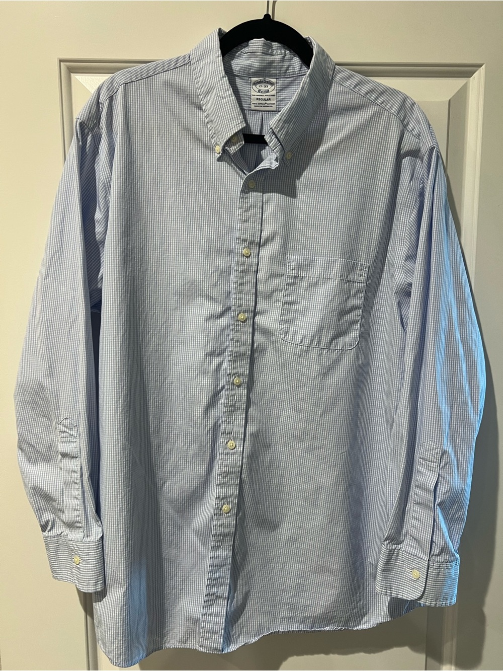Brooks Brothers Men's Blue Micro-Check Button-Down Dress Shirt